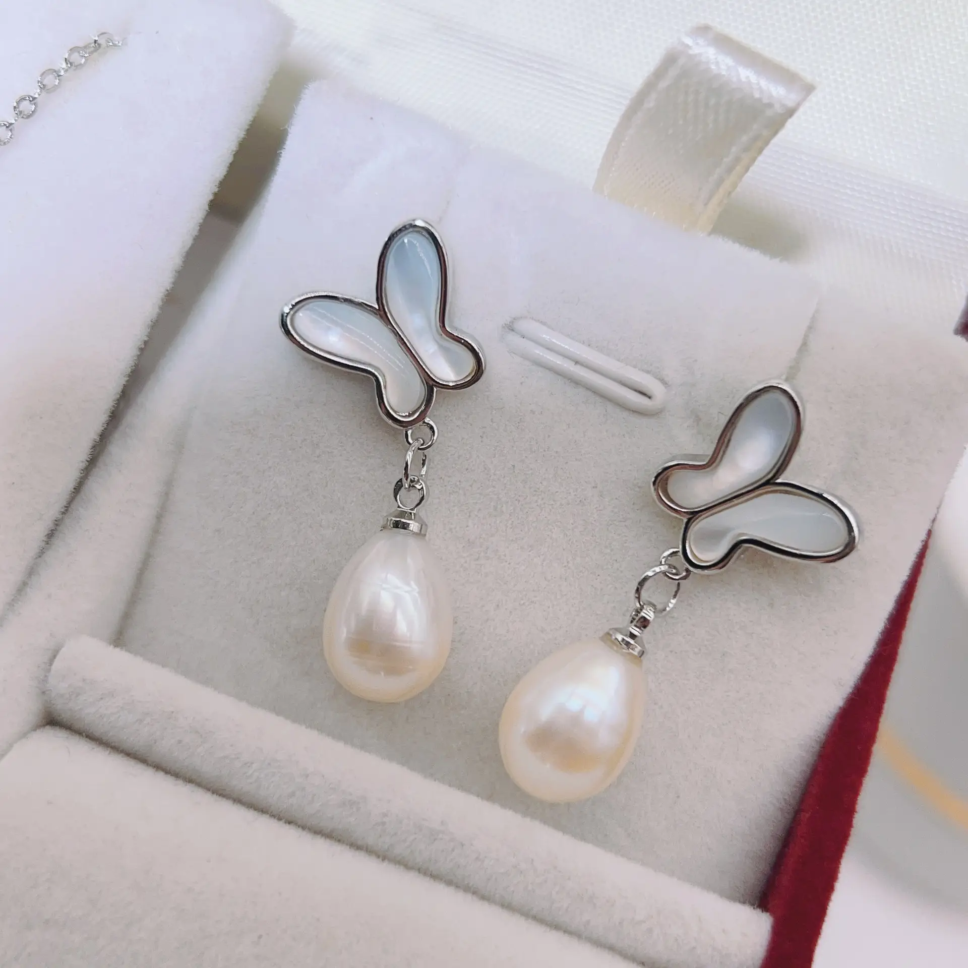 S925 Silver Butterfly Earrings with Natural Pearl Drop — feature 20