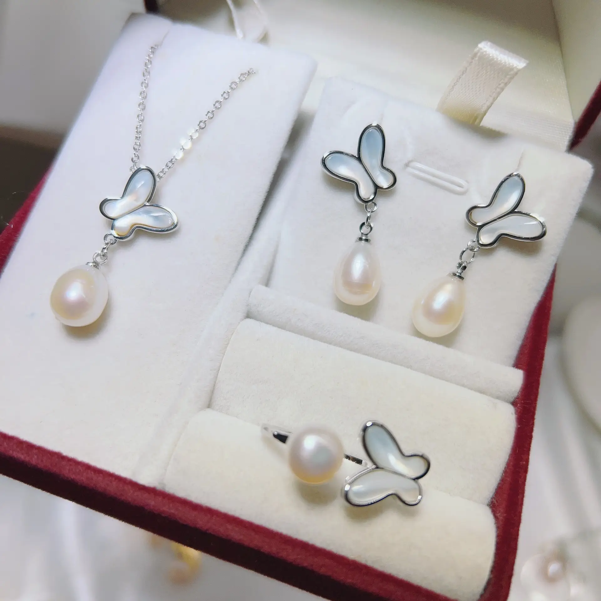 S925 Silver Butterfly Earrings with Natural Pearl Drop — feature 22