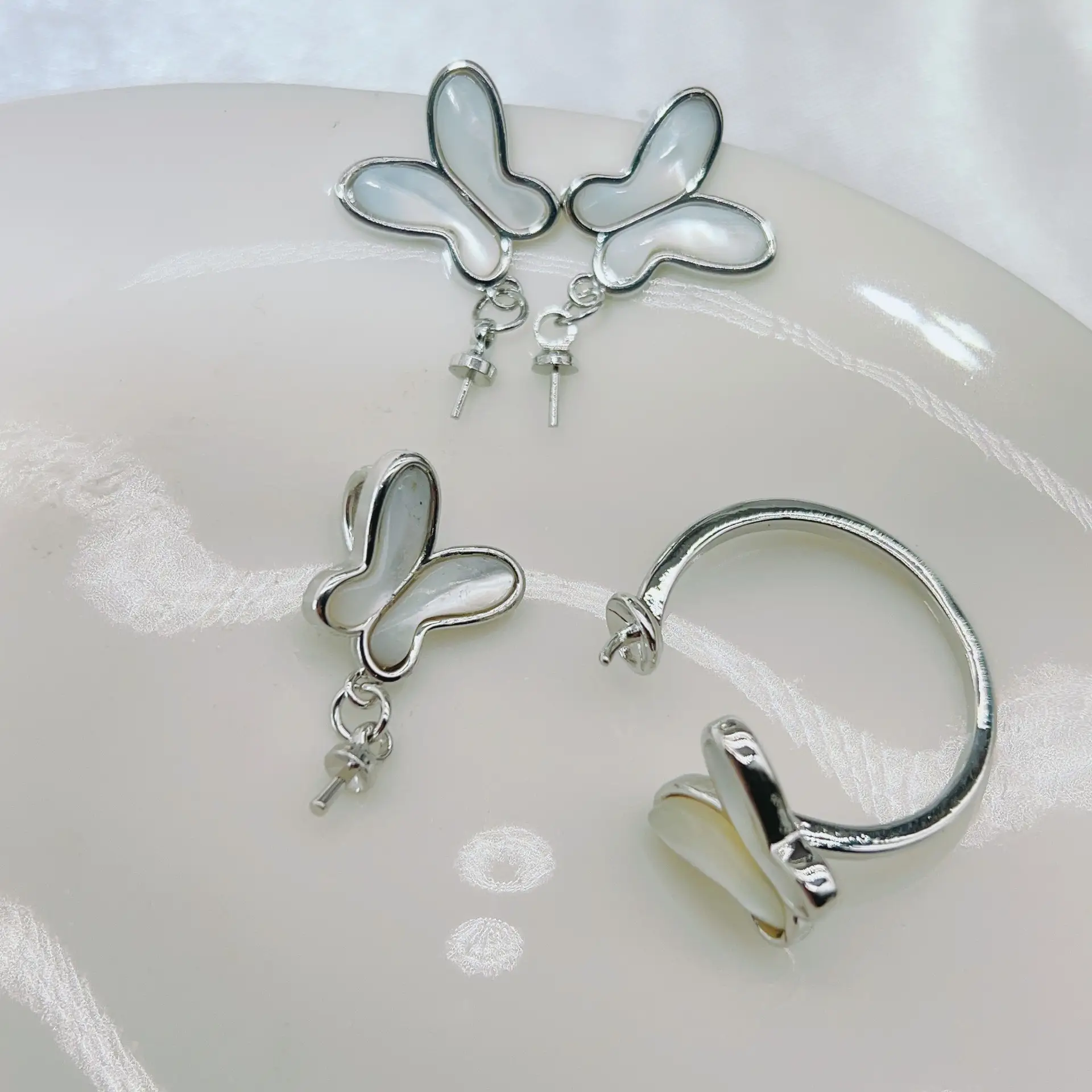S925 Silver Butterfly Earrings with Natural Pearl Drop — feature 24