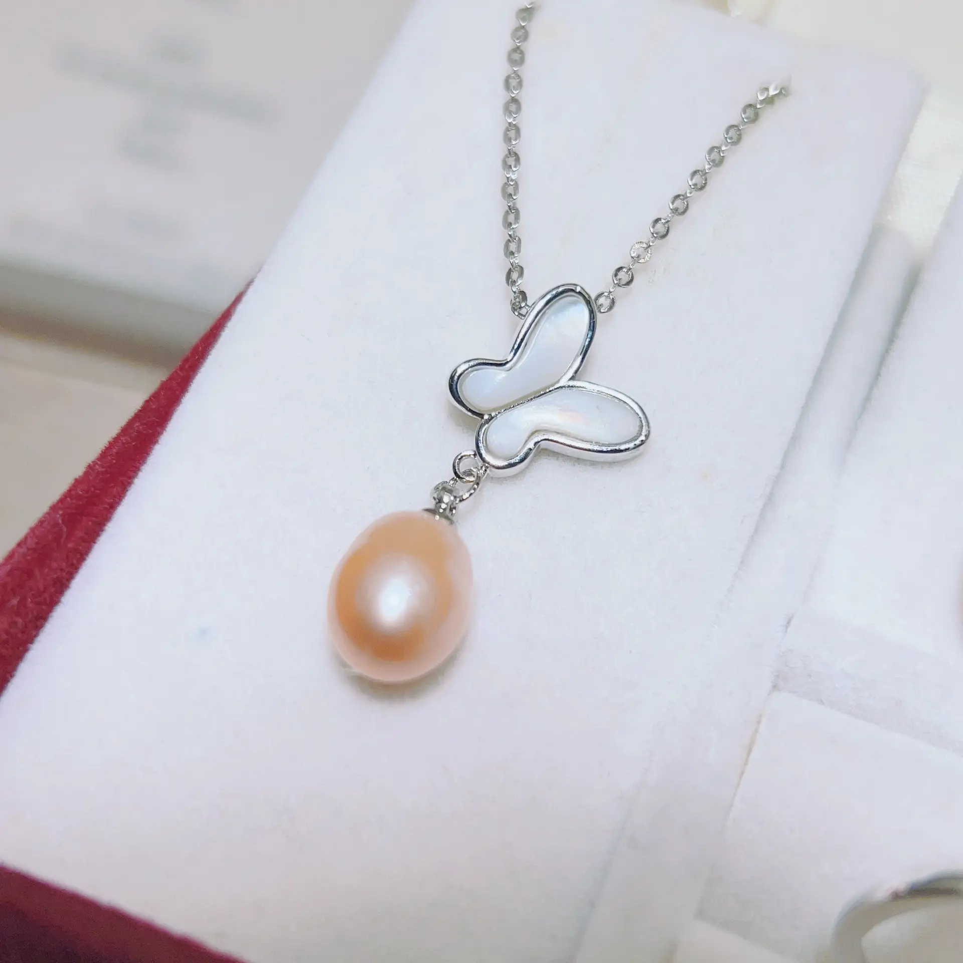 S925 Silver Butterfly Earrings with Natural Pearl Drop