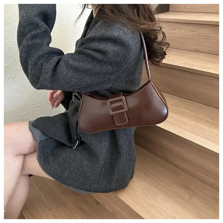 Black French Belt Decorative Shoulder Bag Women 2023 - Image 7