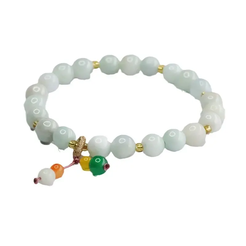 Guan Yu Natural Jade Bracelet with Colorful Pearl Drop - Image 6