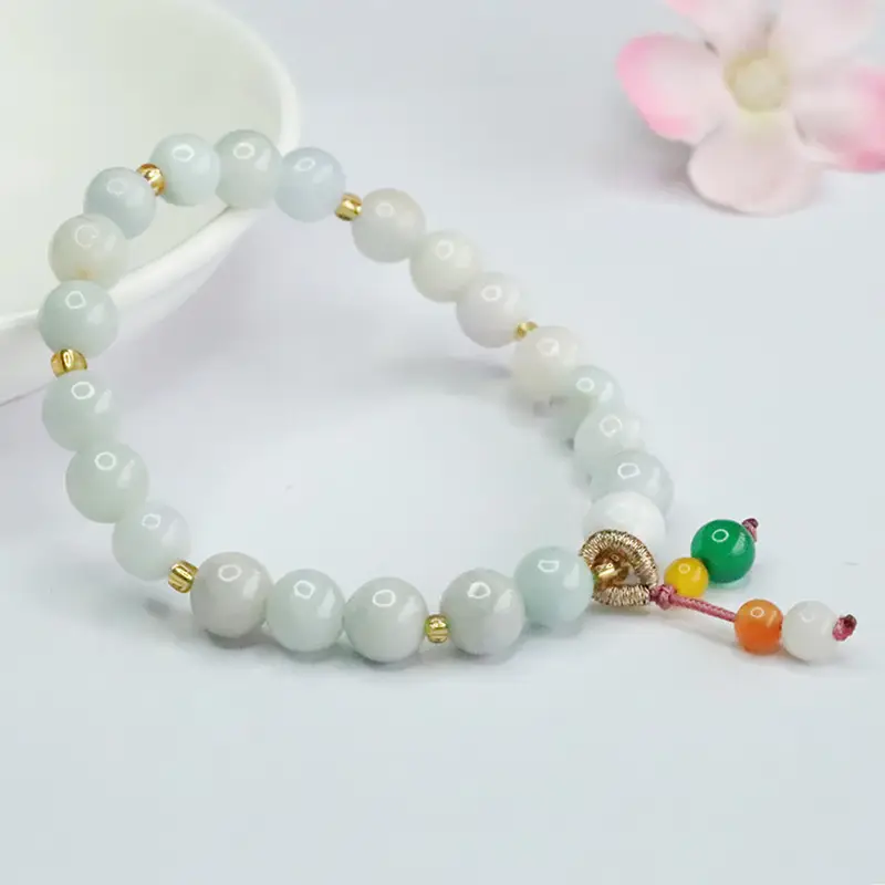 Guan Yu Natural Jade Bracelet with Colorful Pearl Drop — feature 9