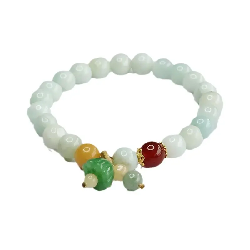 Natural Jade Lotus Bracelet with Colorful Accents - Image 6