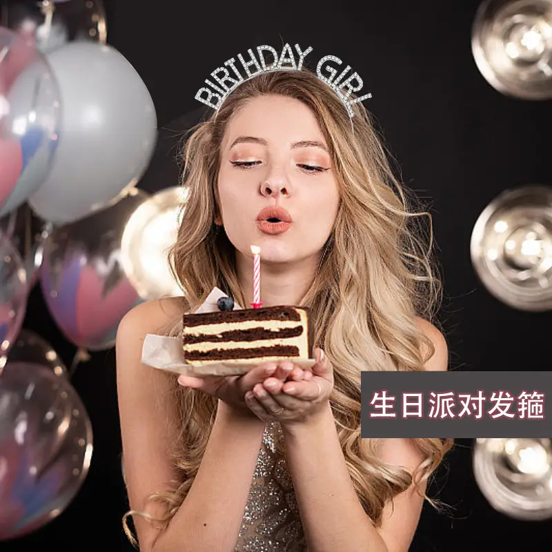 European American Birthday Headband with Rhinestone Alloy