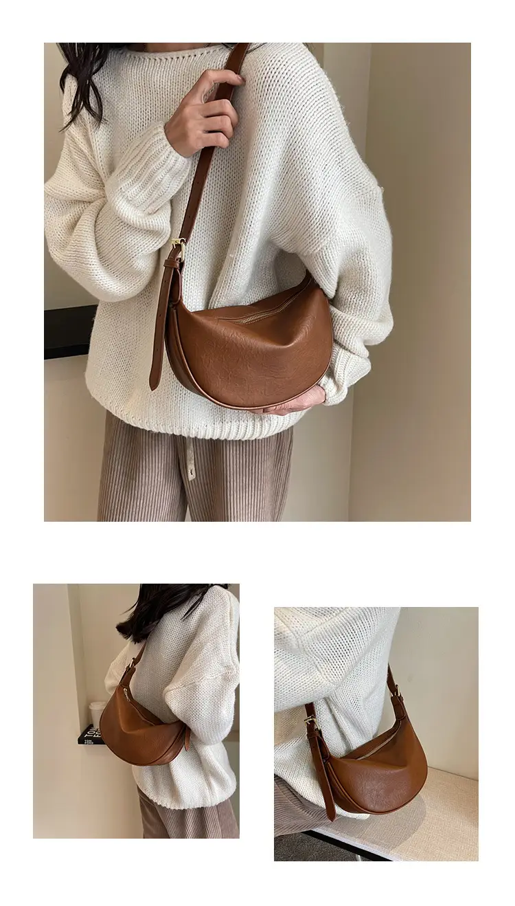 Women's Retro Shoulder Messenger Bag Brown Leather 2023 — feature 11