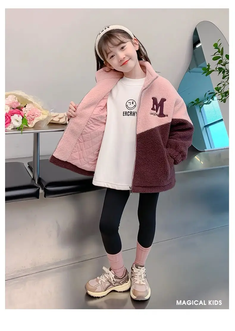 Girls' Lamb Wool Coat 2026 New Style Baby Children's Thickened Fleece Jacket Stylish Winter Top for Girls — feature 15
