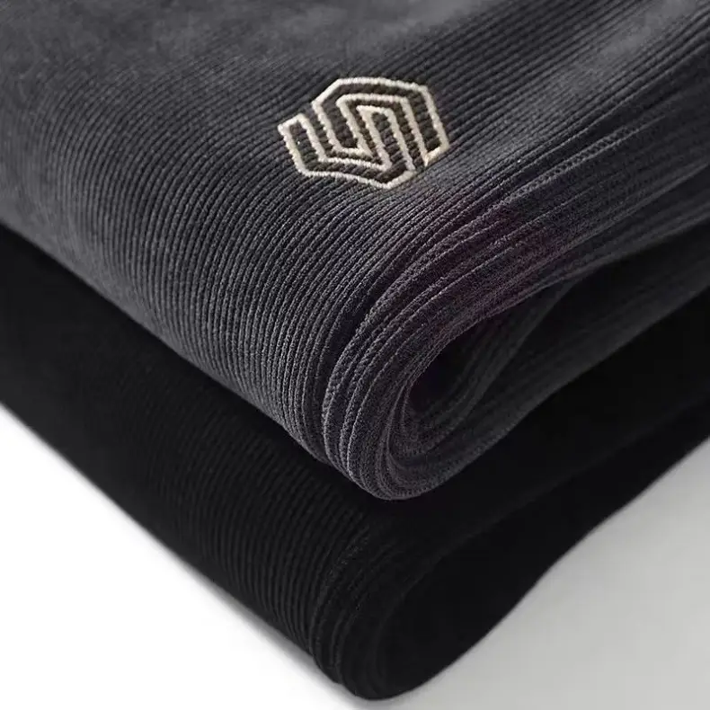 Men Fleece Lined Black Winter Sweatpants with Hexagon Patch — feature 13