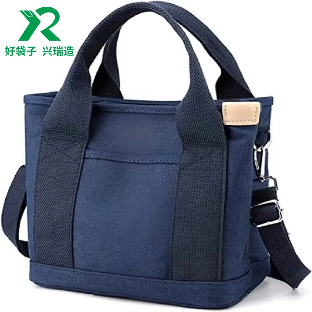 Japanese Style Canvas Shoulder Crossbody Bag Blue Large Capacity - Image 2