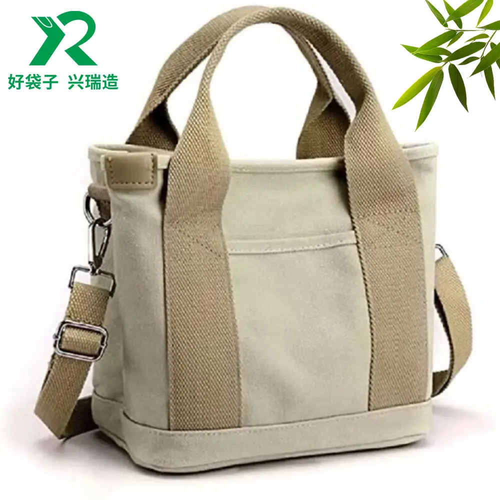 Japanese Style Canvas Shoulder Crossbody Bag Blue Large Capacity - Image 3