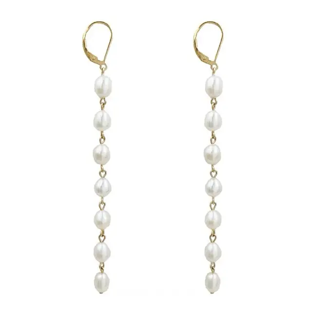 Pearl Tassel Earrings for Women Elegant Long Face Style