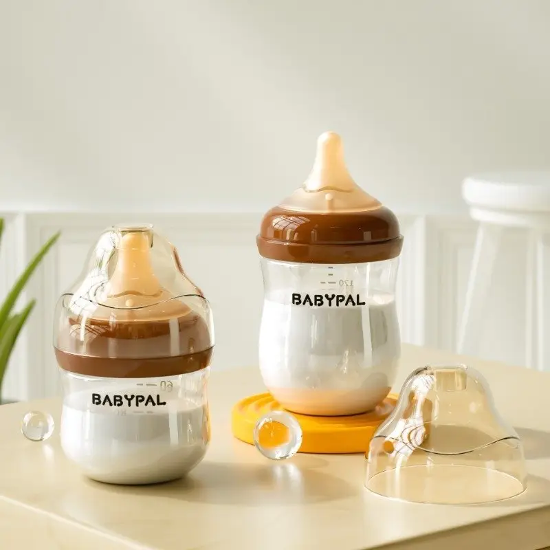[Same Style as Dropshipping] Newborn Wide Diameter Bottom Air Return Bottle Glass Bottle Silicone Nipple
