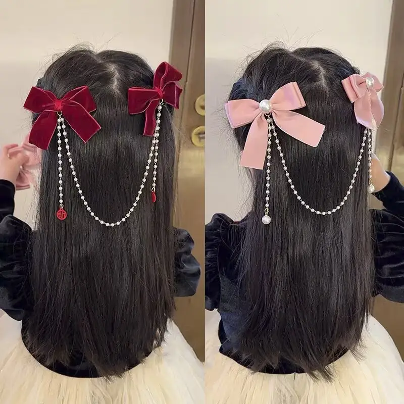 Red New Year Hairpin for Girls Pearl Tassel - Image 8