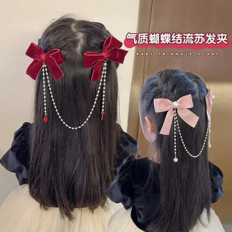 Red New Year Hairpin for Girls Pearl Tassel — feature 51