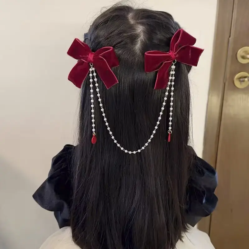 Red New Year Hairpin for Girls Pearl Tassel — feature 53