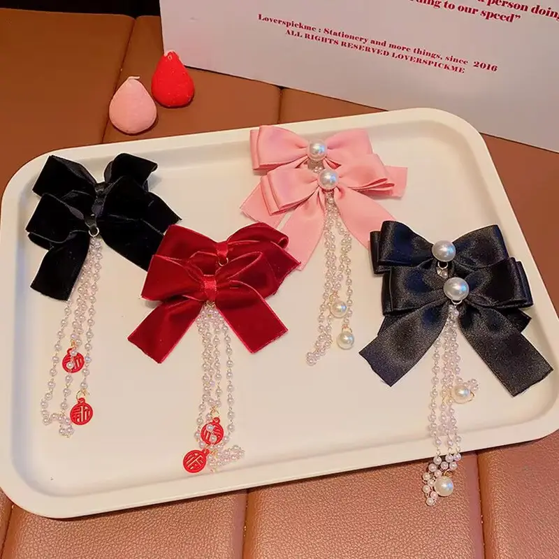 Red New Year Hairpin for Girls Pearl Tassel — feature 56