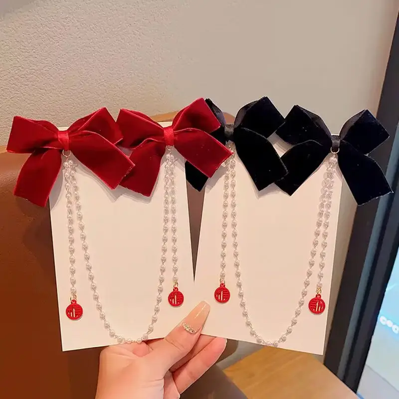 Red New Year Hairpin for Girls Pearl Tassel — feature 59