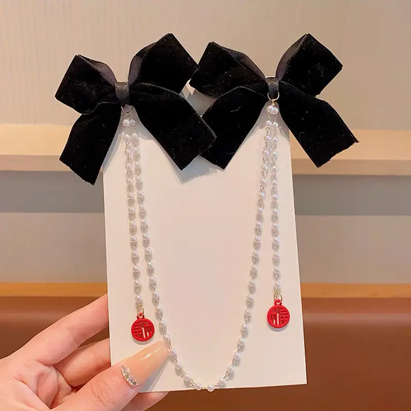 Red New Year Hairpin for Girls Pearl Tassel — feature 61