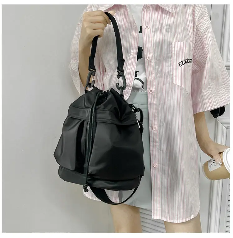 White Drawstring Bucket Bag for Women — feature 13
