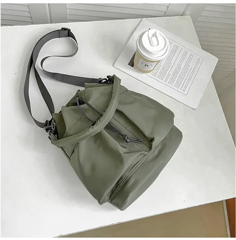 White Drawstring Bucket Bag for Women — feature 32