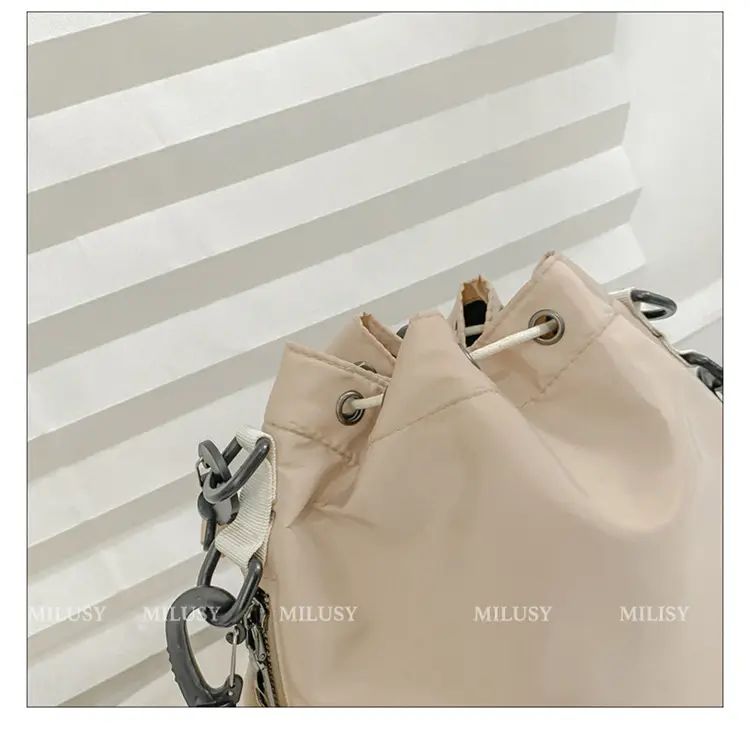 White Drawstring Bucket Bag for Women — feature 44