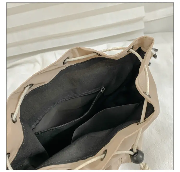 White Drawstring Bucket Bag for Women — feature 50