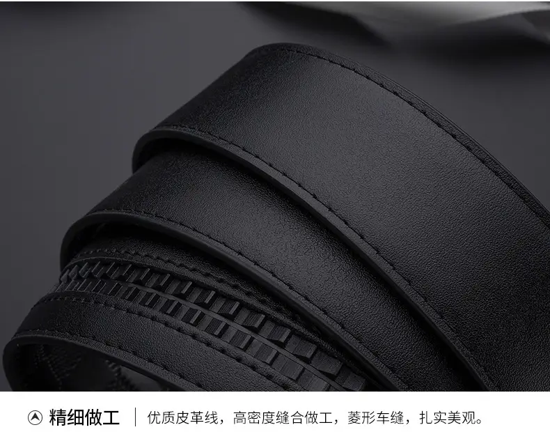 Men's Black Leather Belt with Silver H Buckle — feature 15