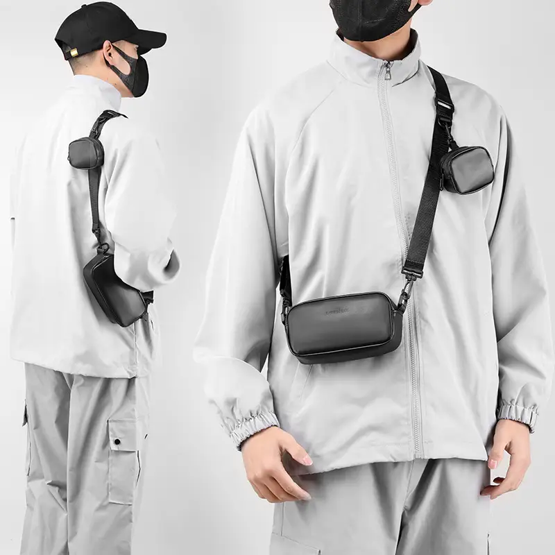 Men's Black Crossbody Bag Mini Mobile Phone Change Key Bag