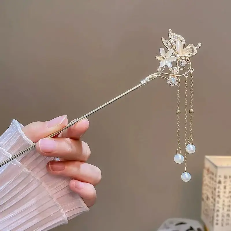 New Chinese Tassel Hairpin Women Ancient High Grade Metal