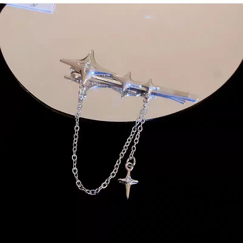 Silver Five-Point Star Tassel Hairpin for Women - Image 6