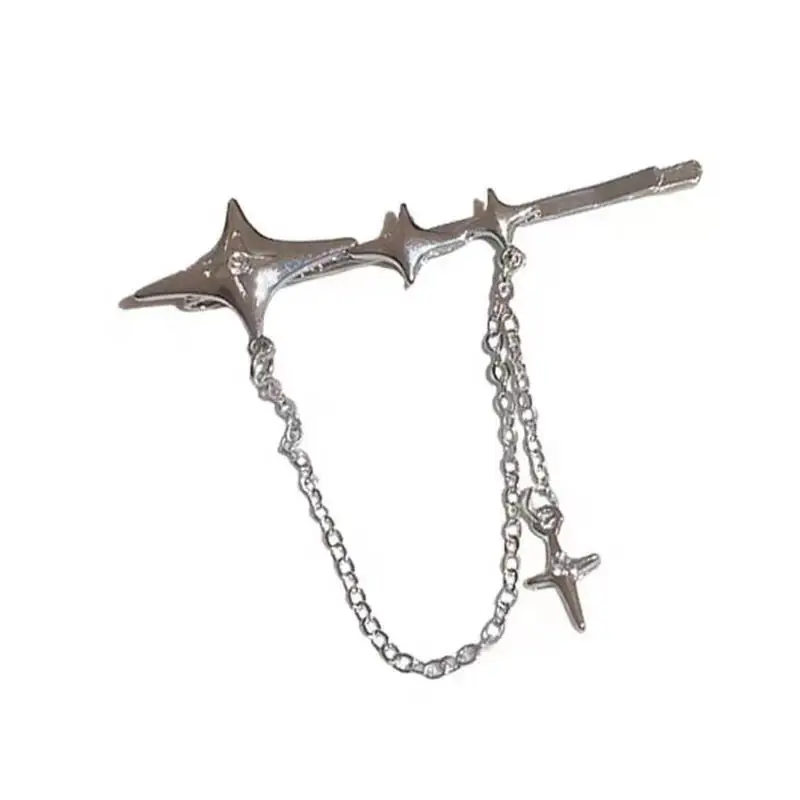 Silver Five-Point Star Tassel Hairpin for Women - Image 7