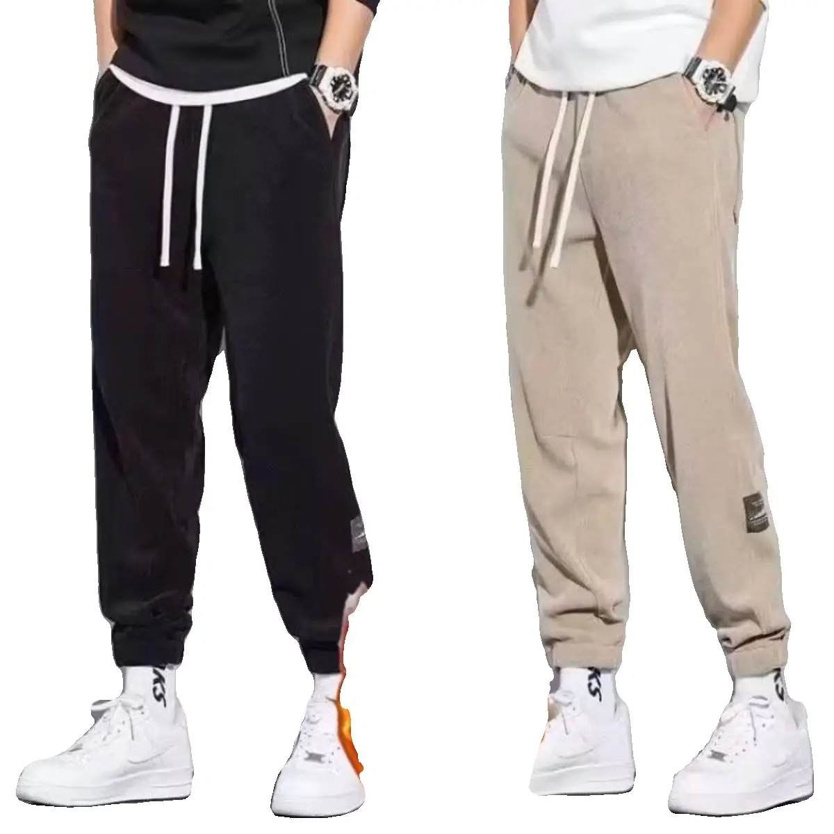 Men's Grey Chenille Loose Straight Trousers Wide Leg - Image 13