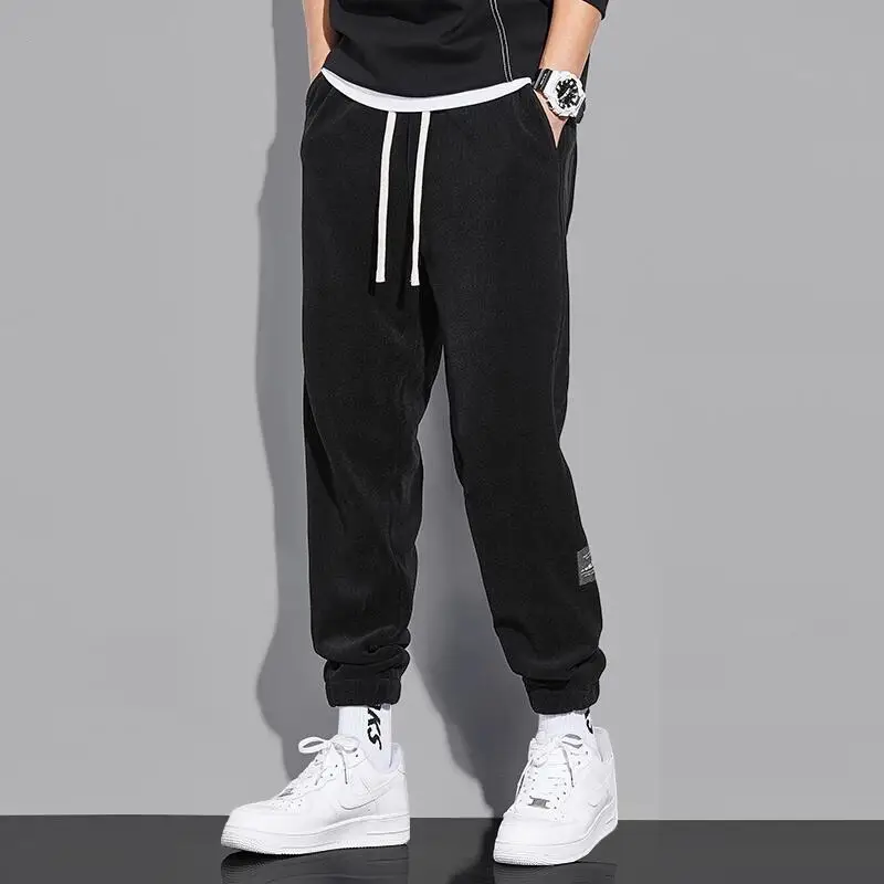 Men's Grey Chenille Loose Straight Trousers Wide Leg - Image 6