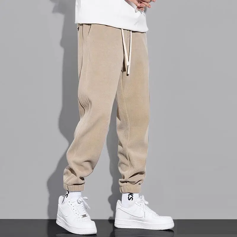 Men's Grey Chenille Loose Straight Trousers Wide Leg - Image 7