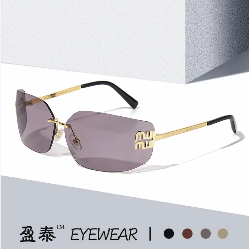 Gold Transparent Metal Frame Sunglasses for Women - Image 9