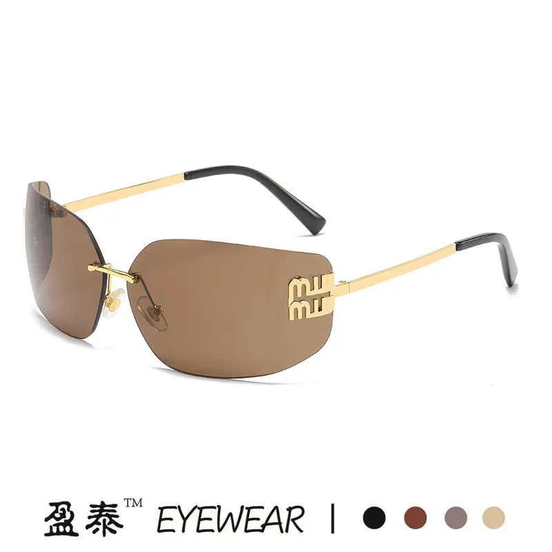 Gold Transparent Metal Frame Sunglasses for Women - Image 10