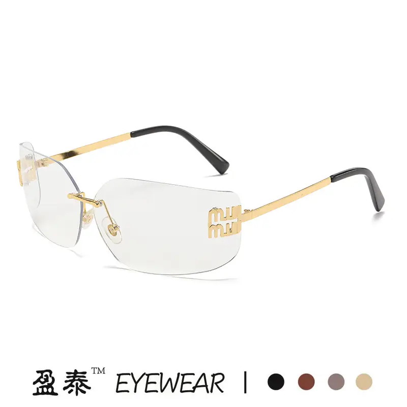 Gold Transparent Metal Frame Sunglasses for Women - Image 11