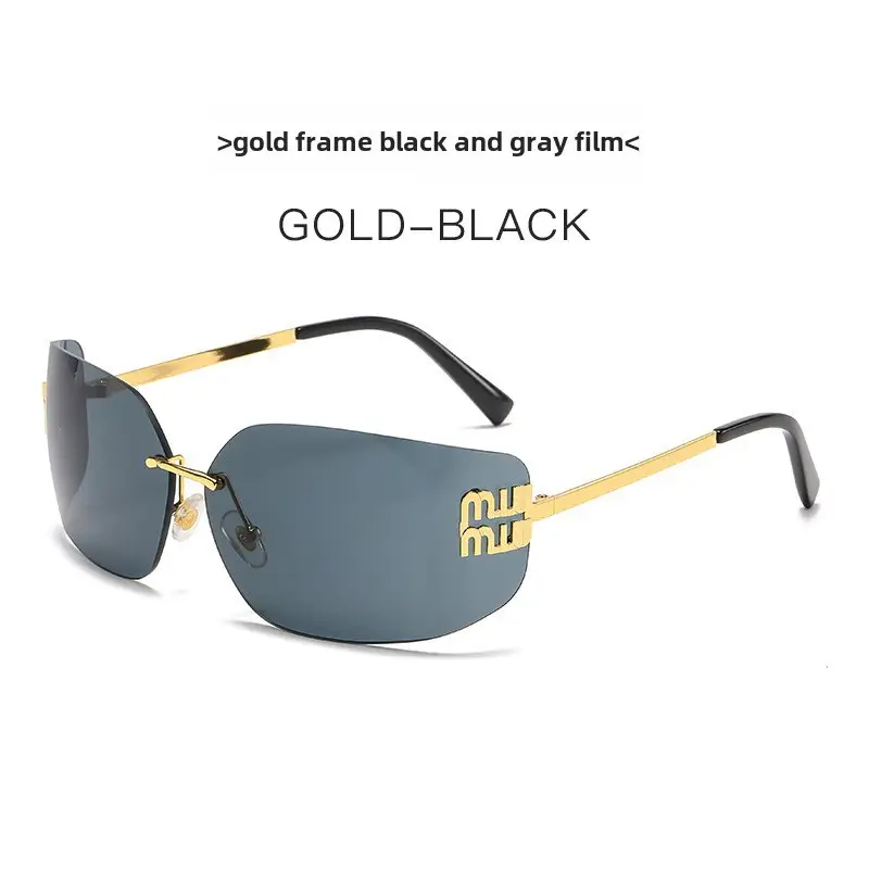 Gold Transparent Metal Frame Sunglasses for Women