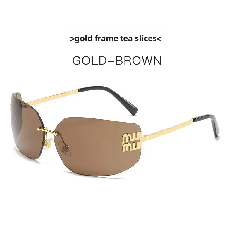 Gold Transparent Metal Frame Sunglasses for Women - Image 2