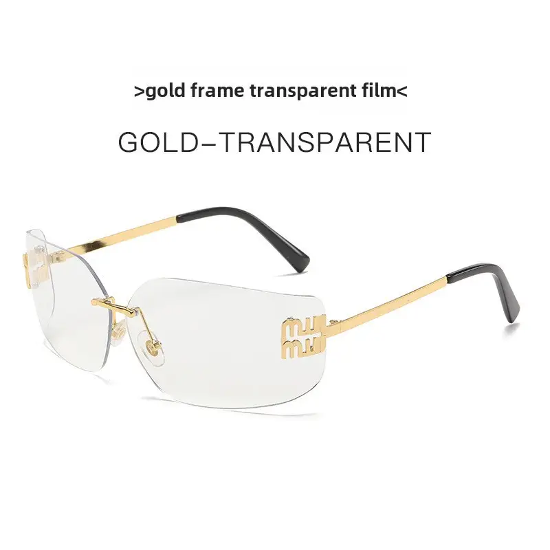 Gold Transparent Metal Frame Sunglasses for Women - Image 3