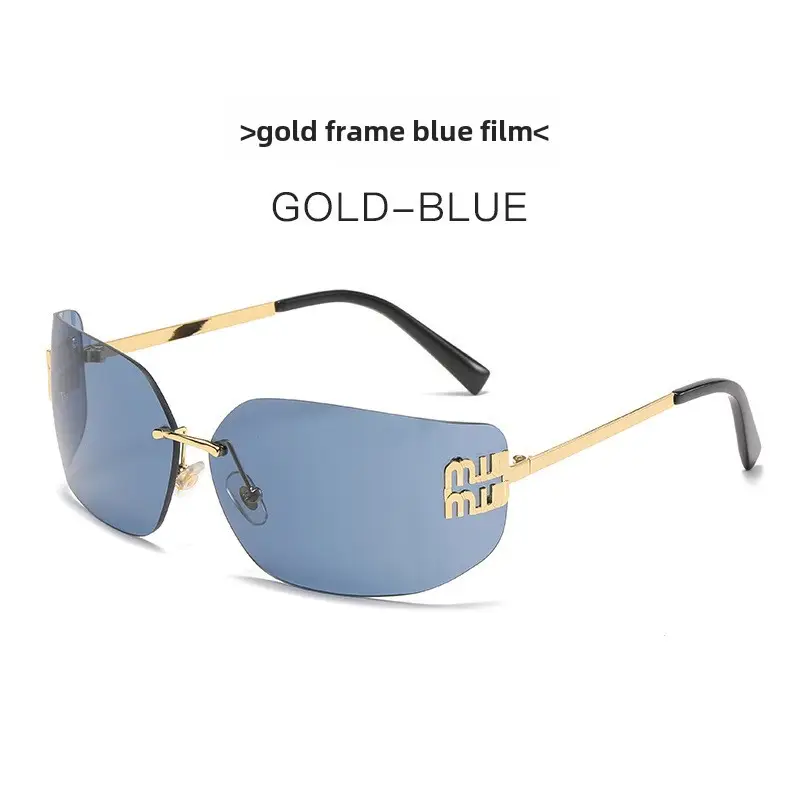 Gold Transparent Metal Frame Sunglasses for Women - Image 4