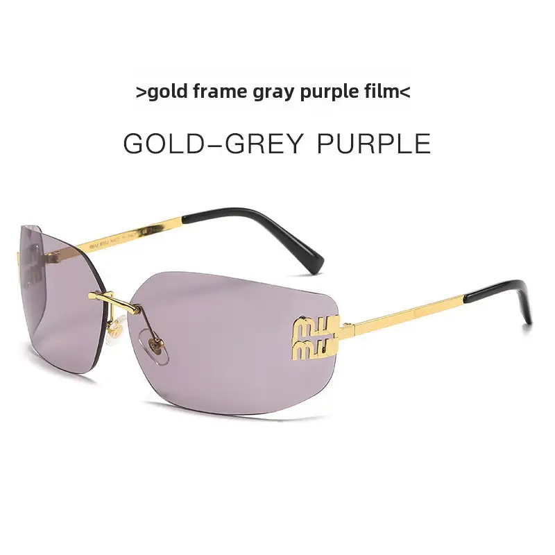 Gold Transparent Metal Frame Sunglasses for Women - Image 6