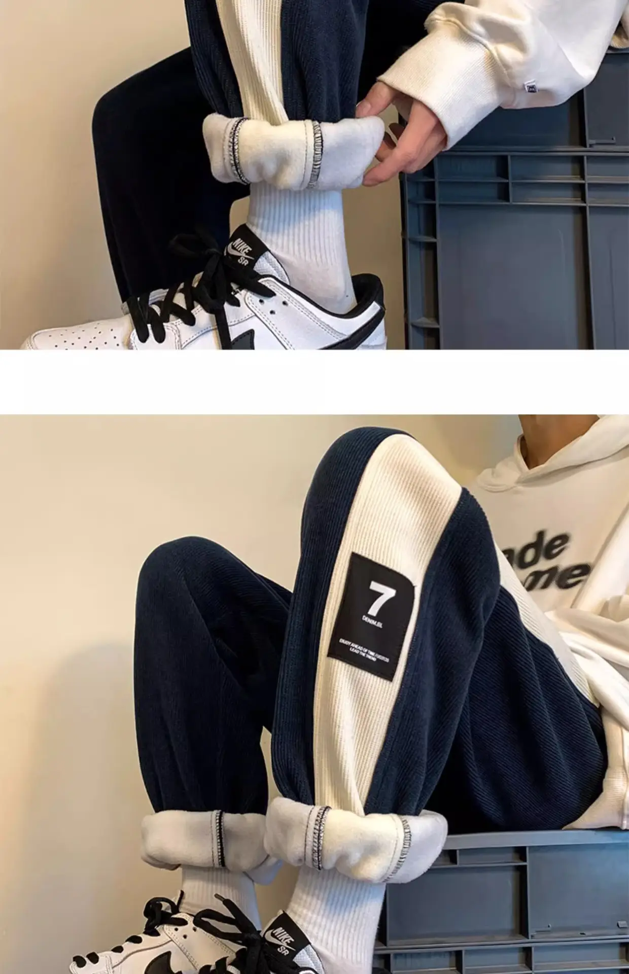 Men Velvet Sweatpants 2024 New Autumn Winter Loose Straight — feature 15