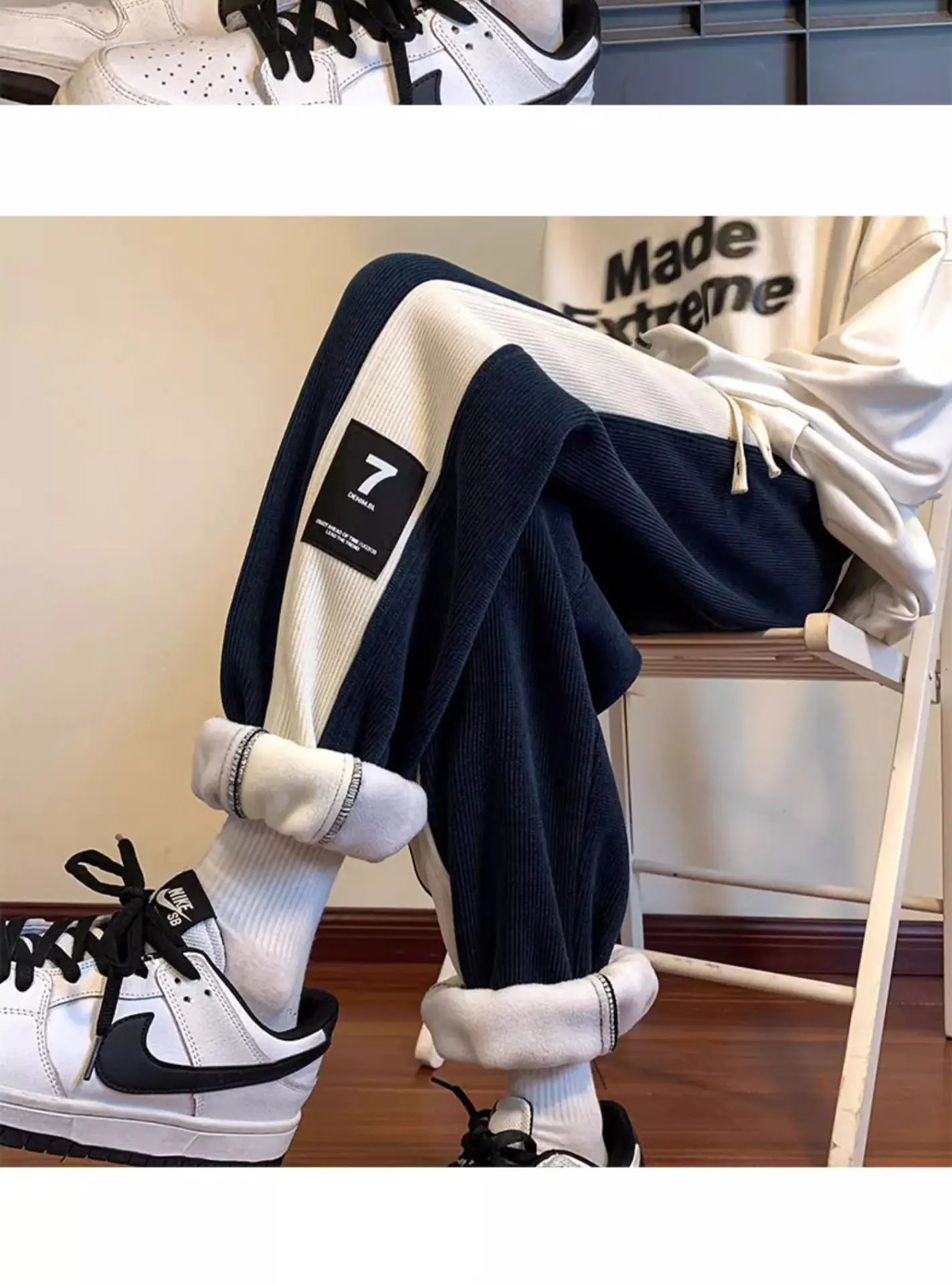 Men Velvet Sweatpants 2024 New Autumn Winter Loose Straight — feature 16