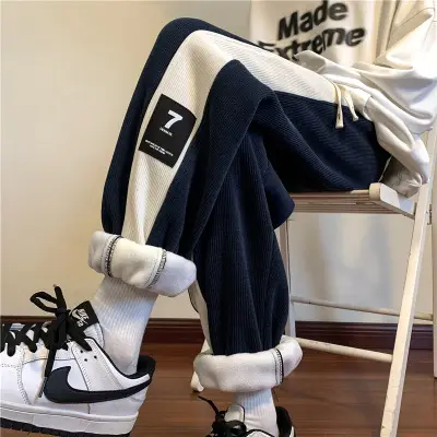 Men Velvet Sweatpants 2024 New Autumn Winter Loose Straight — feature 17