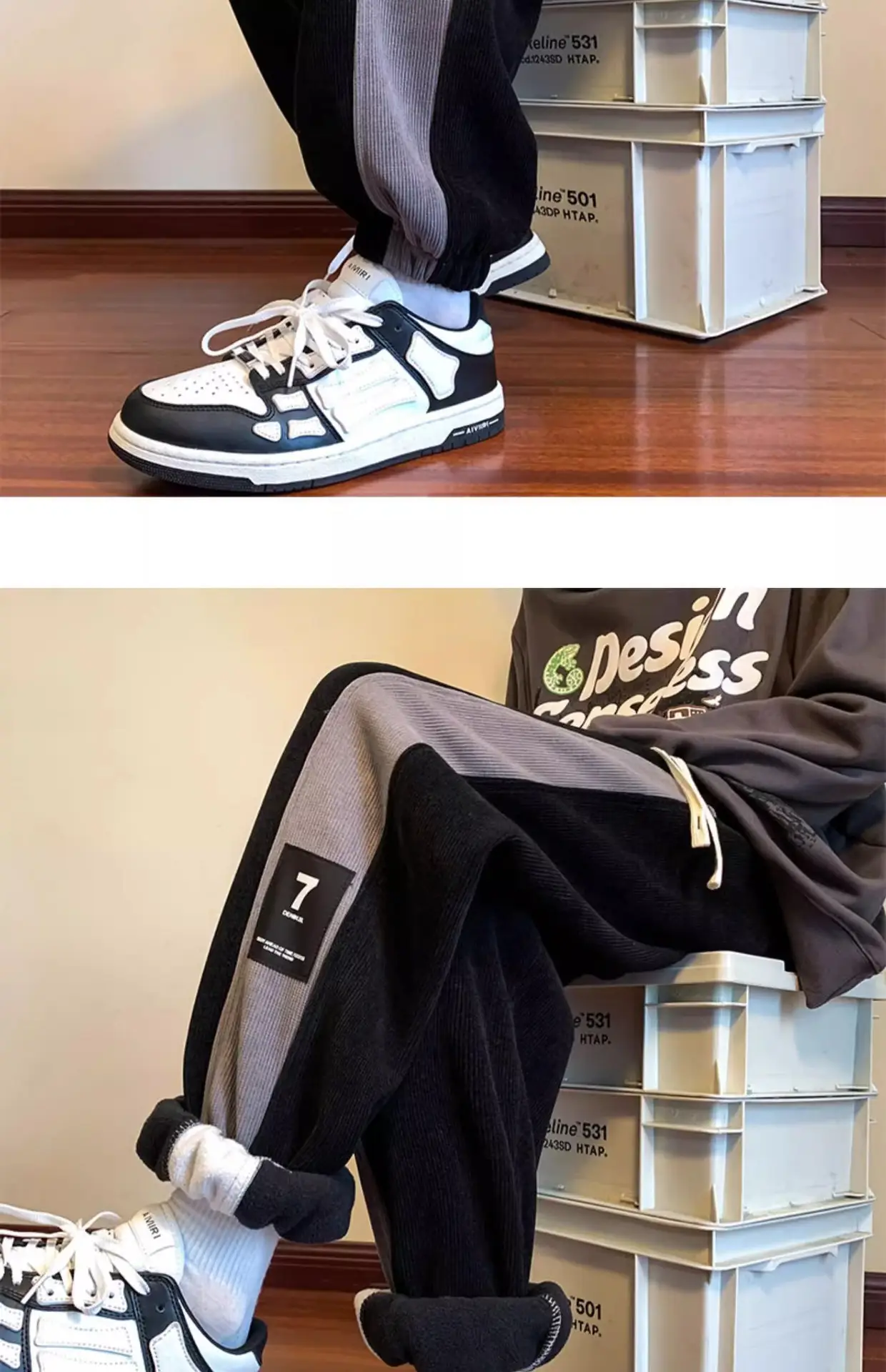 Men Velvet Sweatpants 2024 New Autumn Winter Loose Straight — feature 4