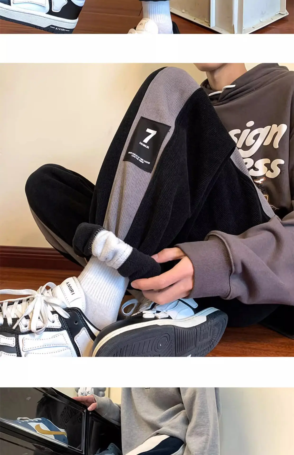 Men Velvet Sweatpants 2024 New Autumn Winter Loose Straight — feature 5
