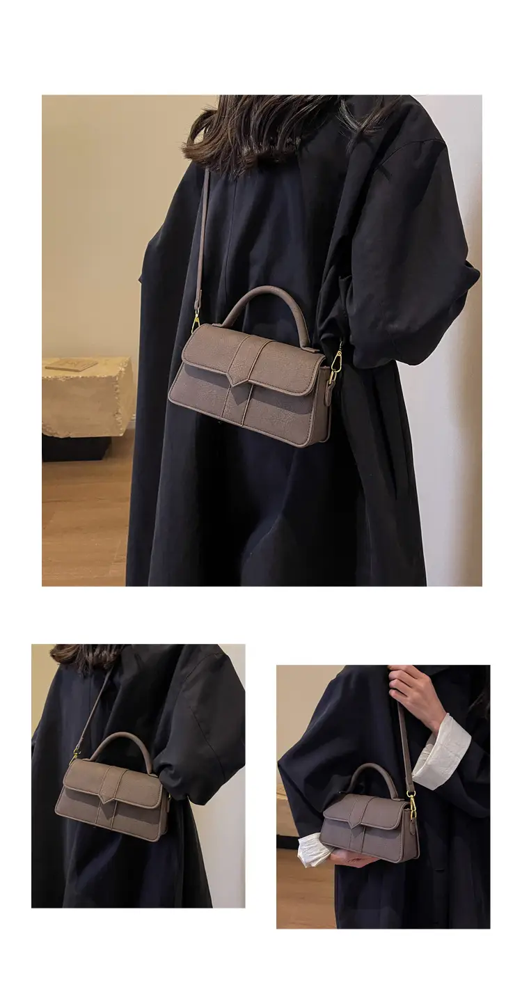 Women's Brown Leather Shoulder Crossbody Bag with Gold Chain — feature 12