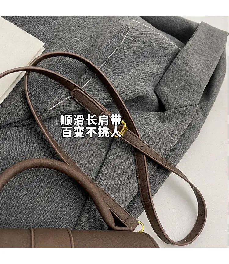 Women's Brown Leather Shoulder Crossbody Bag with Gold Chain — feature 4