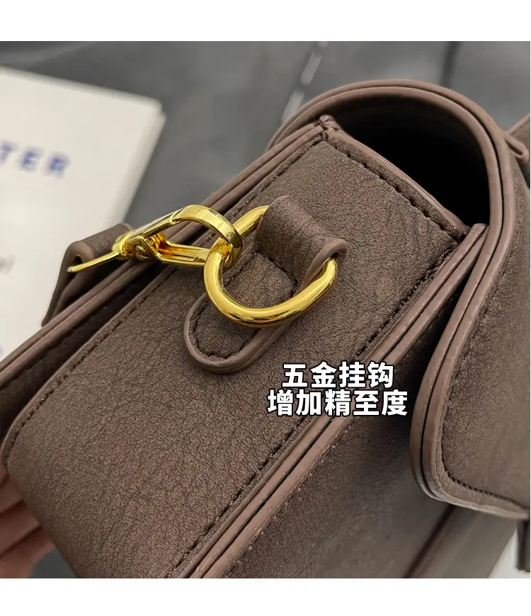 Women's Brown Leather Shoulder Crossbody Bag with Gold Chain — feature 8